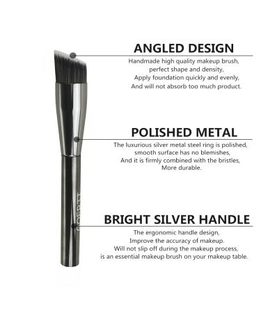 High Density Angled Kabuki Brush for Face - Silver | Perfect for Powder, Liquid Foundation & Concealer - Buy Online on GoSupps.com