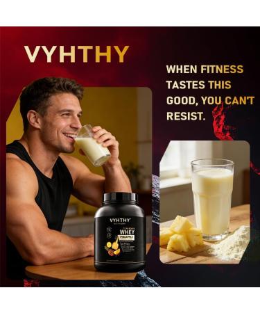 VYHTHY Pineapple Flavored Whey Protein Powder 24g Protein per Serving Fast-Absorbing Concentrated whey Protein Low Sugar Gluten-Free Natural Flavor 2 lbs/32 oz. - Buy Online on GoSupps.com