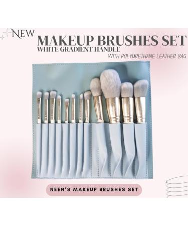 Premium White Gradient Makeup Brushes Set - 12PCS Face Brush Set with Polyurethane Leather Bag - Ideal for Flawless Makeup Application - Buy Online on GoSupps.com