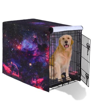 KYKU Dog Crate Cover Privacy Space Camo Designer 3D Print Pattern Funny Cute Kennel Pet Cage Cover Waterproof Heavy Duty for 24in, 30in, 36in, 42in, 48in Dog Crate 48 Inch Galaxy Dog Crate Cover