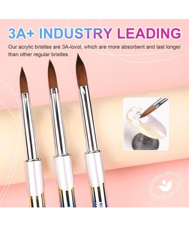Buy Ledsuuei 3 PCS KOLINSKY Acrylic Nail Brush Set - High Quality for Acrylic Powder & Nail Art - Sizes 8 10 14 - International Shipping Available - Buy Online on GoSupps.com