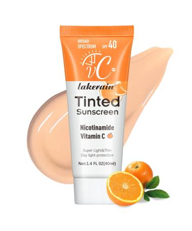 Tinted Sunscreen for Face with SPF 40 - UV Protection - Moisturizer & Lightweight Facial Sunscreen with Vitamin C and Vitamin E for All Skin Type (40ml)