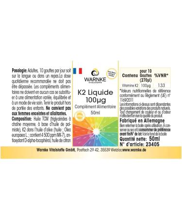 Vegan Liquid Vitamin K2 50ml - 1850 Drops - Natural Menaquinone MK-7 - Warnke Vitalstoffe - Buy Online on GoSupps.com
