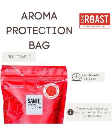 Blank Roast Kaffeemanufaktur Sante decaffeinated Bio Cafe Creme Arabica Coffee Beans/Coffee Beans Decaffeinated Flavor: Berries hazelnut ground for filter 250 g - Buy Online on GoSupps.com