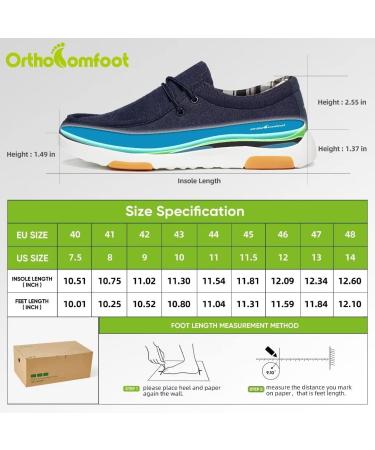 OrthoComfoot Men's Slip-On Arch Support Boat Shoes - Plantar Fasciitis Relief, Comfortable Walking Loafers - Navy, Size 11W - Buy Online on GoSupps.com