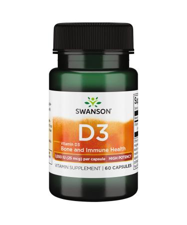 Swanson High Potency Vitamin D-3 1000 Iu (25 mcg) 60 Capsules