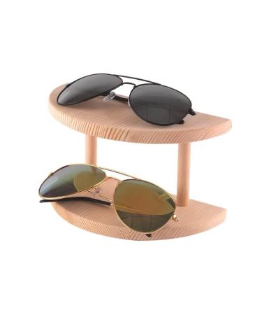 Waoceo glasses stand Halfbrund glasses stand made of pine wood storage stand for dolls model artifacts shopping stands sunglasses rack (size: two layers)