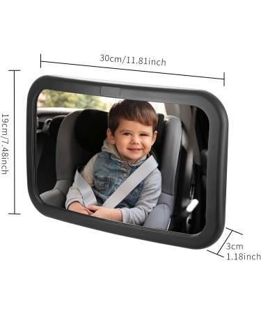 Shatterproof Baby Car Mirror for Backseat | Adjustable Rear View Mirror for Infants, Kids, and Pets - Black - Buy Online on GoSupps.com
