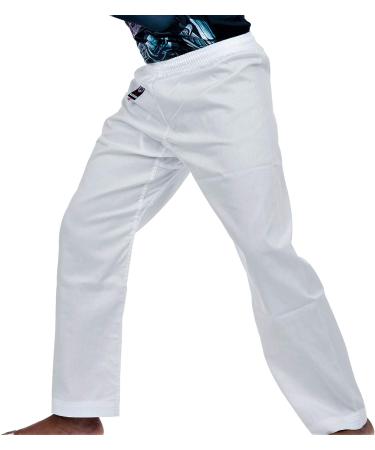 Ronin Karate Pants - White Poly/Cotton Lightweight Martial Arts Pants with Elastic Waist - Buy Online on GoSupps.com