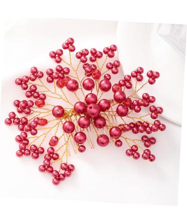 Beaupretty Wedding Hair Comb 1pc bridal hair combs flower hair comb wedding floral hair barrettes bridal veil comb pearl hair side combs hair comb vintage hair comb red hair clip Miss Korean - Buy Online on GoSupps.com