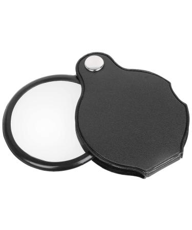 Laiaouay Folding Fold Away Pocket Magnifying Glass Magnifier Lens 3X Magnification Folding Leather Case Magnifying Glass Black