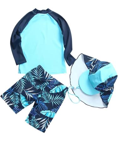 AIWUHE Boys Swim Set - UV Protection Swim Trunks & Long Sleeve Shirt with Cap - Cartoon Design (110-116 Dark Blue) - Perfect for International Shipping - Buy Online on GoSupps.com