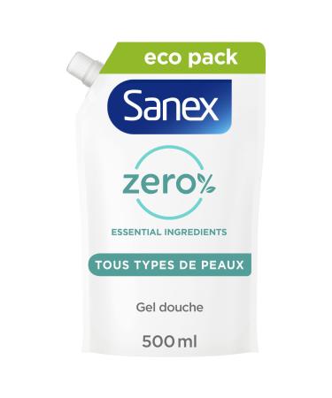 SANEX - Zero % Moisturizing Shower Gel - All Skin Types - Eco-Refill Shower Gel - 500 ml