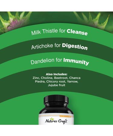 Natures Craft Milk Thistle Liver Detox Pills - Liver Support Supplement with Dandelion Root & Artichoke Extract - Liver Cleanse Detox Formula - Buy Online on GoSupps.com