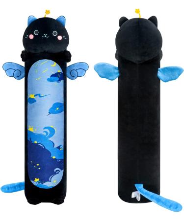 Mewaii 36in Long Cat Plush Pillow - Soft Stuffed Animal Toy for Kids (Black) - Blue Star Cat Design - Buy Online on GoSupps.com