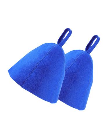 Yardwe 2 pieces of wool felt sauna for women and men's bath hat Blue sauna cap for shower water absorption sauna hair protection sauna head cover bathroom requirement