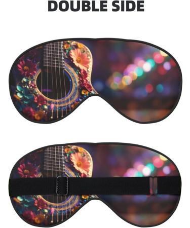 Flowers Guitar Print Unisex Sleep Mask | Double-Sided Eye Mask for Sound Sleep & Skin Care - Buy Online on GoSupps.com