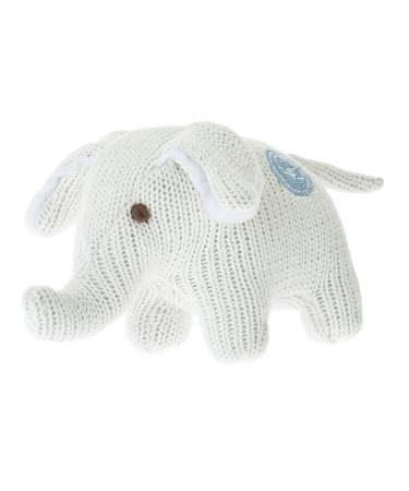 Beba Bean Knit Cotton Animal Rattle for Baby (Elephant Ivory)