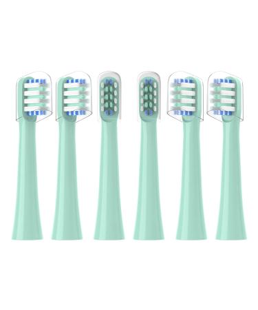 Replacement Toothbrush Heads Compatible with Colgate Hum Connected Smart Battery Toothbrush Refill Head Green 6 Pack