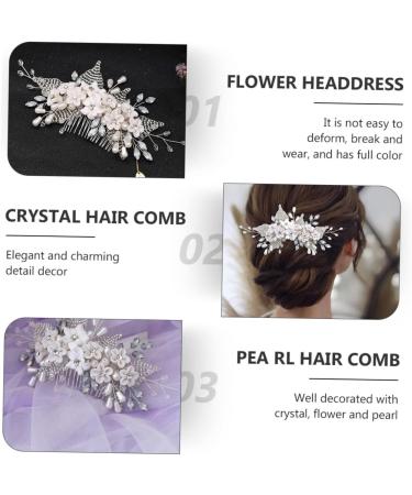 Ipetboom Pearl Hair Comb 1pc Bridal Headwear Crystal Pearl Bridesmaid The Flowers Hair Piece Silver Rhinestones - Buy Online on GoSupps.com