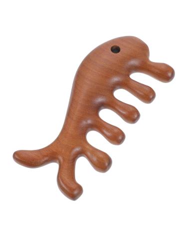 Beaupretty Fish Shape Massage Comb for Men - Gua Sha Wooden Comb for Curly Hair - Golden Sandalwood Wide Tooth Hair Stick - Buy Online on GoSupps.com