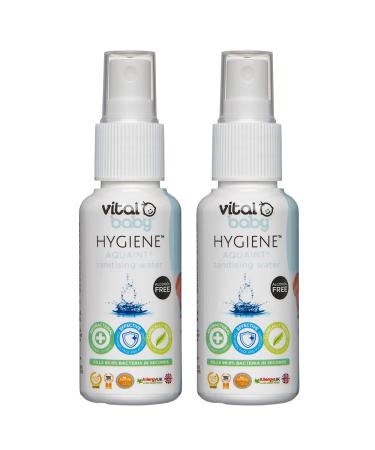 Vital Baby HYGIENE AQUAINT sanitising Water 50ml 2pk The Original Baby Safe sanitiser 99.9% Effective Against Germs and Bacteria and Safe for Baby Skin