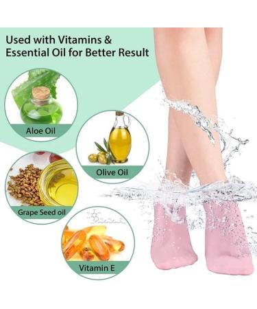 2 Pairs Silicone Moisturizing Socks Foot Spa Pedicure Silicone Socks Anti Slip Gel Aloe Sock fof Dry Cracked Feet /973 (Color : Pink Size : Small) Small Pink - Buy Online on GoSupps.com