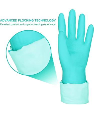Latex-Free Reusable Kitchen Cleaning Gloves with Cotton Lining - Non-Slip Swirl Grip for Dishwashing (2 Pairs, Purple & Blue, Large) - Buy Online on GoSupps.com