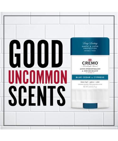 Cremo Blue Cedar & Cypress Anti-Perspirant & Deodorant 2.65 oz - Long-Lasting Protection - Buy Online on GoSupps.com