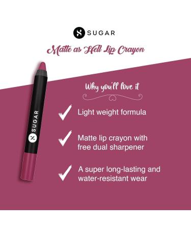 Buy S.-UG AR Matte Cosmetics Crayon Lipstick with Sharpener - Long-Lasting Up to 8+ Hrs | 32 Miss Rosa - 2.8gm - International Shipping Available - Buy Online on GoSupps.com