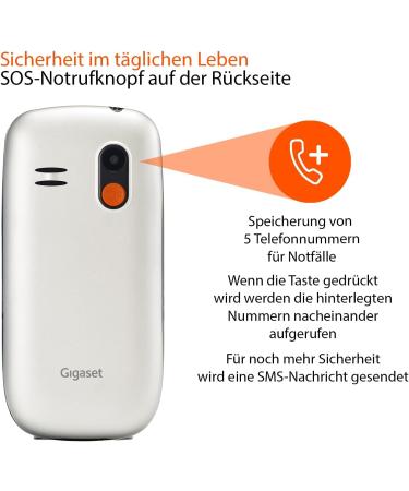 Gigaset GL390 White GSM - Senior Mobile Phone with SOS Button Large 2.2 Display & Easy-to-Use Keys | Compact Hearing Aid Compatible Cell Phone - Buy Online on GoSupps.com