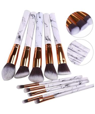 10-Piece Marble Makeup Brush Set with PU Leather Bucket | Foundation Eyeshadow and Contour Brushes for Flawless Makeup Application - Buy Online on GoSupps.com