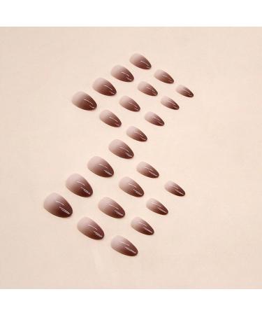 Brown Almond Press On Nails - Short Gradient Acrylic False Nails | Glossy Full Cover for Women - Fall Winter Collection - Buy Online on GoSupps.com