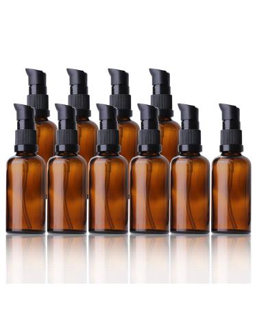 Empty glass bottles brown 10 pieces 50ml refillable glass bottles Lotion donor brown las bottle with pump essential oils bottle travel bottle cream lotion bottle pump bag