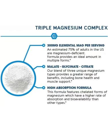 Triple Magnesium Complex Magnesium glycinate malate and citrate High absorption chelated formula Vegan NonGMO Gluten Free - Buy Online on GoSupps.com