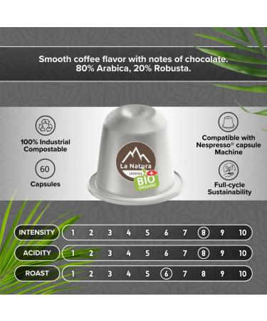 La Natura Lifestyle Organic Coffee ESPRESSO | 100% Industrial Compostable Coffee Capsules | Eco-Friendly | 60 Coffee Capsules | for Nespresso Capsule Machines - Buy Online on GoSupps.com