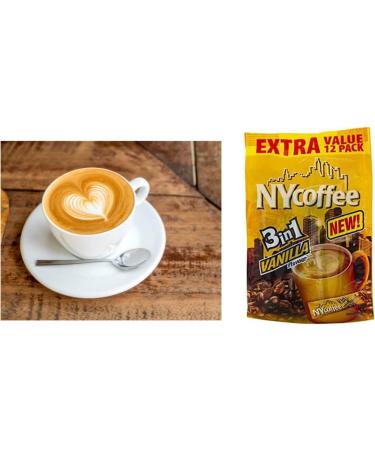 NYCoffee 3 in 1 Instant Coffee sachets|3 Flavours - Salted Caramel Vanilla & Irish Flavours Bundled with Temas Store Coffee Stirrers & Coffee Sleeves & Reusable Plastic Coffee Cup|36 Coffee Sachets - Buy Online on GoSupps.com