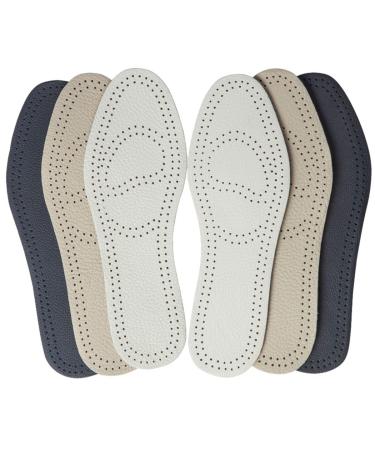 Bellcon Leather Insoles for Men Thin Sole Liners Replacement for Men Nonslip Shoe Pads for Odor Eaters Shoes Inserts for Men Boots Comfortable Leather Inner Soles for Men 3 Pairs US Women 11-11.5 /US Men 8-8.5 / EU 41