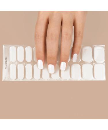20pcs Semi Cured Gel Nail Strips - Pure White Nail Polish Stickers | Long Lasting Full Nail Wraps with Nail File | Compatible with UV Lamps - Buy Online on GoSupps.com