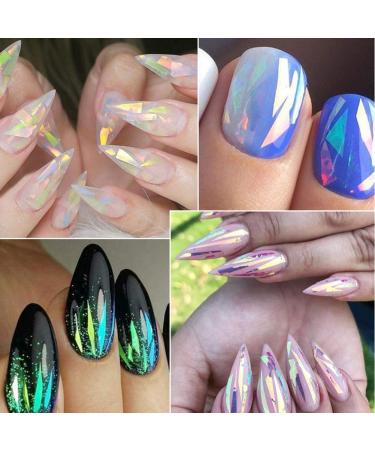 CHANGAR Aurora Glass Paper Nail Sticker Set - 5 Gradient Colors, Reflective Mirror Design, Broken Glass Stripes - DIY Nail Art Decoration - 5 Boxes - Buy Online on GoSupps.com
