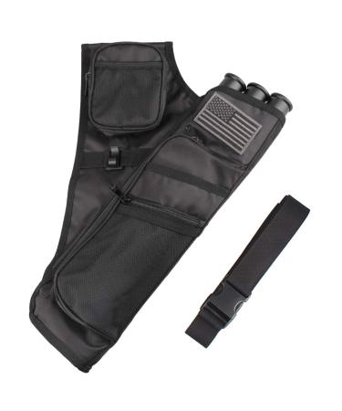 Kratarc 3-Tubes Hip Quiver Waist Hanged Camouflage Arrow Archery Carry Bag with Pockets Adjustable Belt (Black)