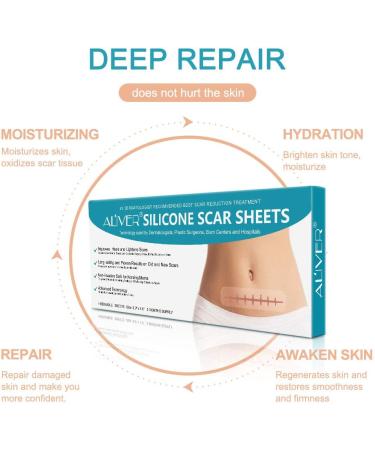 Silicone Scar Sheets for C-Section Surgery, Burn, Keloid, Acne - 4 Sheets (2 Month Supply) - Buy Online on GoSupps.com