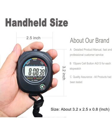 BESTWYA Digital Stopwatch Large LCD Screen Handheld Count Up Timer with Time Calendar Clock Function Black Pack of 4 - Buy Online on GoSupps.com