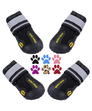 QUMY Dog Boots Waterproof Shoes for Dogs with Reflective Strips Rugged Anti-Slip Sole 4PCS/Set