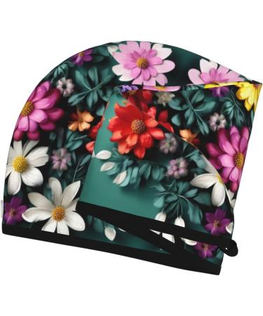 Flower Art Coral Velvet Dry Hair Cap with Buttons | Anti Frizz for Curly Long & Thick Hair - International Shipping Available - Buy Online on GoSupps.com