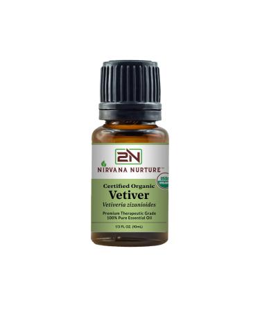 Vetiver Essential Oil USDA Certified Organic 100% Pure Premium Therapeutic Grade Undiluted - Aromatherapy Diffuser for Calm and Relaxation Skin Care Hair Care Vetiver 0.34 Fl Oz (Pack of 1)