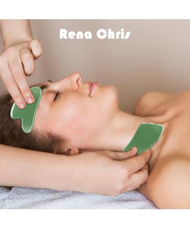 4 Pcs Green Guasha Massage Tool for SPA Acupuncture Therapy - Facial Gua Sha Board for Trigger Point Treatment - Buy Online on GoSupps.com