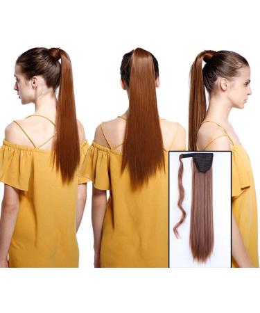 23 Inches Straight Ponytail Clip in Hair Extensions One Piece Silky Hairpiece Wrap Around Pony Tail Wine Red - Buy Online on GoSupps.com