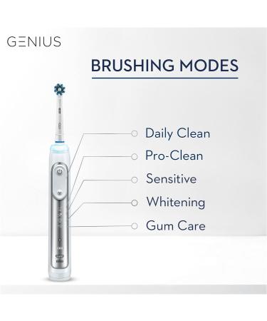 Oral-B Genius Electric Toothbrush with AI, Gifts for Women/Men, App Connected Handle, 3 Heads & Travel Case, 5 Modes, Teeth Whitening - 8000 Silver Platinum - 2 Pin UK Plug - 1 Count - Buy Online on GoSupps.com