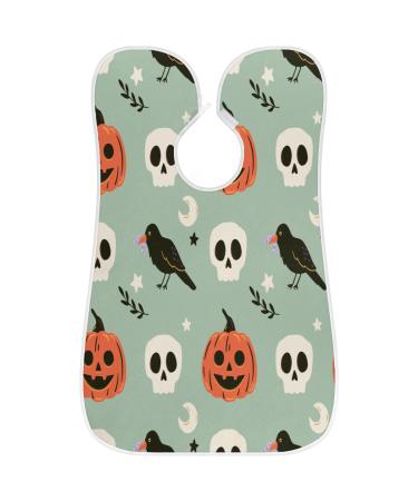 Halloween Pumpkin Crow Skull Beard Bib Apron - Non-Stick Waterproof Beard Catcher for Men Perfect Grooming Cloth with Suction Cups Ideal Gifts for Men - Buy Online on GoSupps.com